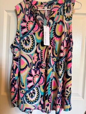 dear scarlett Women's Sleeveless Tunic Top - Pink Multi